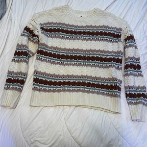 Striped Cream and Brown Women's Sweater